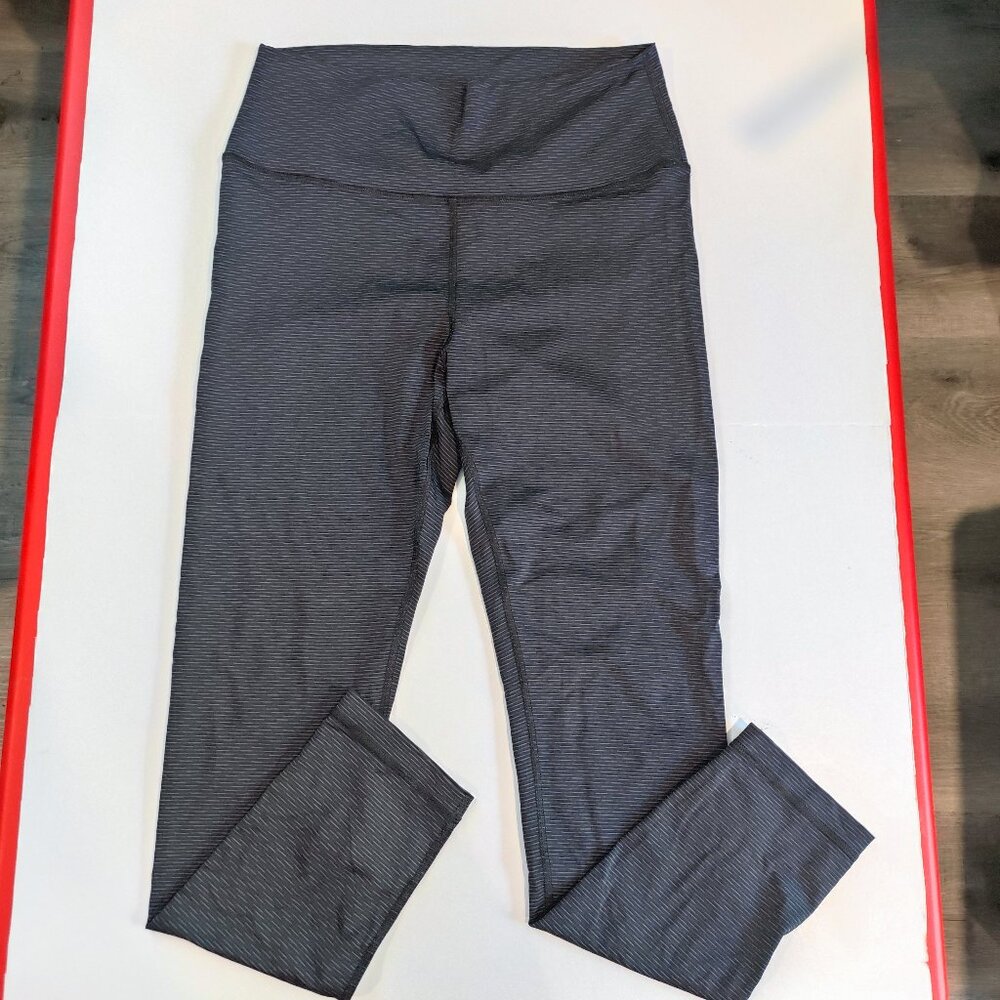 CRZ Yoga Pants high waist crop black grey pattern women's size 14